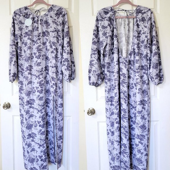 Hill House Lilac Floral Simone House & Work Maxi Dress w/Long Sleeves - Picture 3 of 4